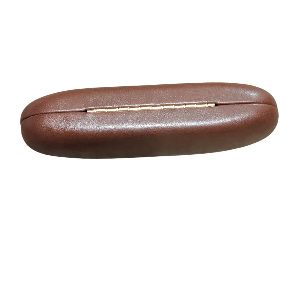 Brown Eyeglass Case Structured Clamshell Hard Shell Glasses Protective Storage